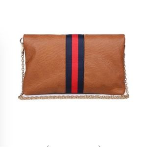 Faux leather clutch with bumble bee strap